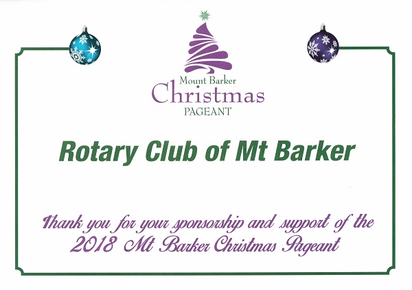 Certificates of Appreciation 2018 2019 Rotary Club of Mount Barker